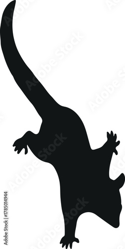 Black silhouette of a squirrel on a white background