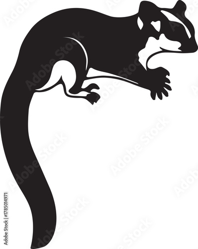 Black silhouette of a squirrel on a white background