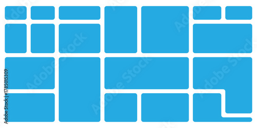 Bento-grid icons on white background. Geometrical modern design icons. Visual abstract modern bento-grid bricks. EPS 10. 