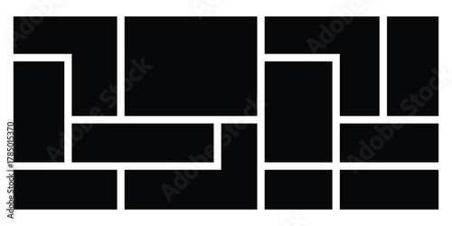 Grid puzzle abstract design on white page. Modern brick abstract bento-grid icons on white background. Isolated abstract modern Bento-grid icons on white background. EPS 10. 