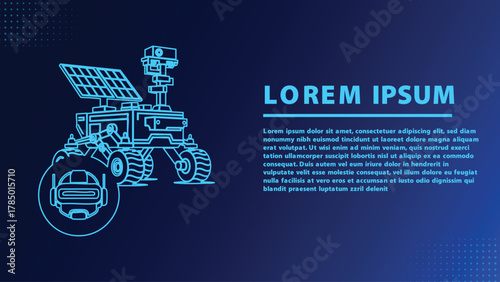 Futuristic Mars Rover and Virtual Reality Headset Vector Illustration with Space Exploration Theme Innovative Technology and Modern Design Elements On Blue Background