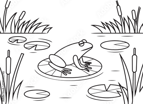 Black silhouette of diverse natural wetland ecosystems and wildlife for world wetlands day celebration