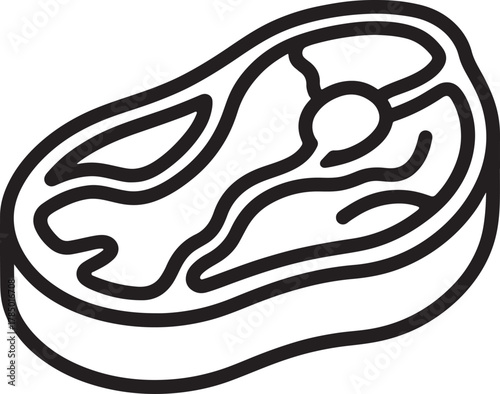 Outlined icon of a steak or meat cut with transparent background food
