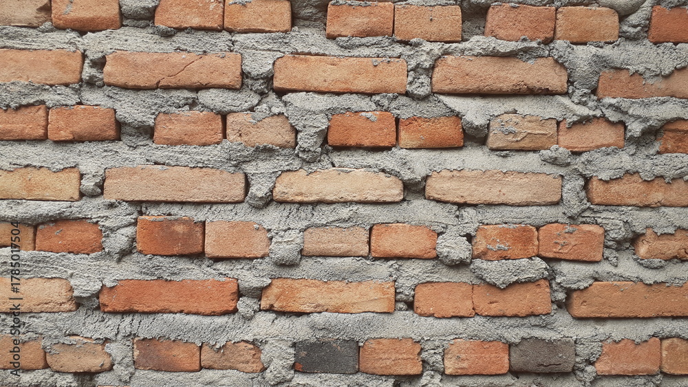 Obraz premium red bricks and cement, abstract background