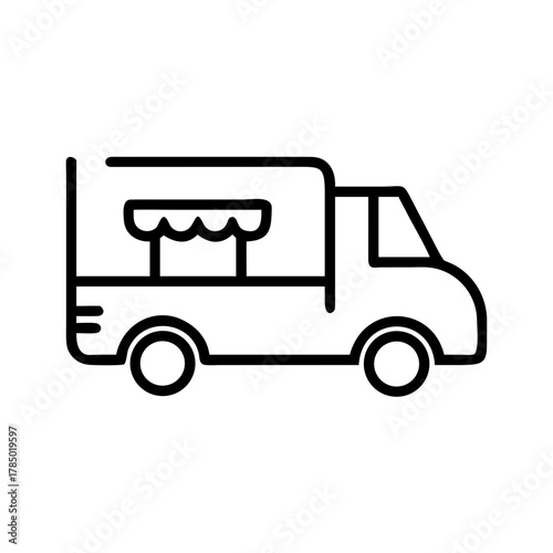 Illustration of a food truck on a, ready to serve delicious meals