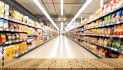 Wallpaper Mural Bright Supermarket Aisle with Fully Stocked Grocery Shelves Torontodigital.ca