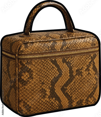 Brown leather handbag isolated on white background