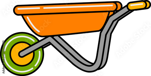 Cartoon Illustration of a Wheelbarrow
