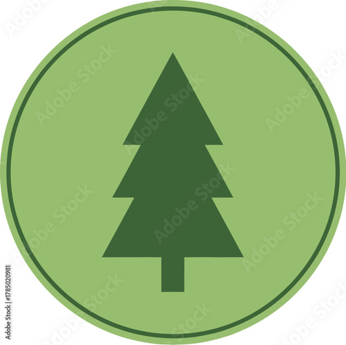 A simple green tree icon, representing nature, environment, and sustainability with a minimalist design approach