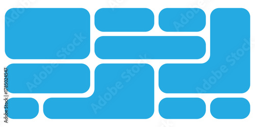  Puzzle brick bento icons on white page. Modern geometric templet visual brick icons. Abstract blue bento grid icons on white page. Modern isolated vector bento-grid icons. EPS 10. 