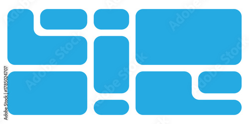  Puzzle brick bento icons on white page. Modern geometric templet visual brick icons. Abstract blue bento grid icons on white page. Modern isolated vector bento-grid icons. EPS 10. 