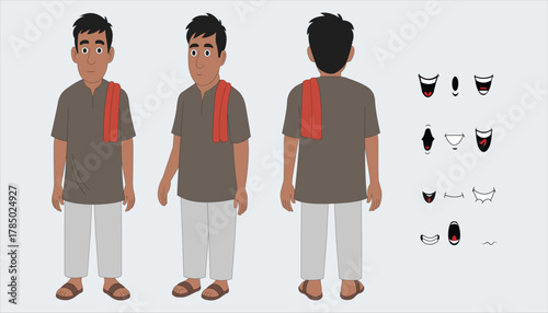 Indian man cartoon character. moral stories for the best cartoon character. the character best for your animation videos
