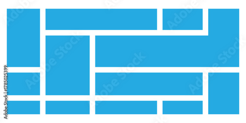 Blue modern bento-grid icons on white background.  Abstract blue bento grid icons on white page. Puzzle brick bento icons on white page. Modern geometric templet visual brick icons. EPS 10. 