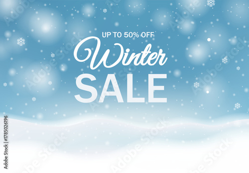 Winter Sale Banner And White Podium And Snowflake
