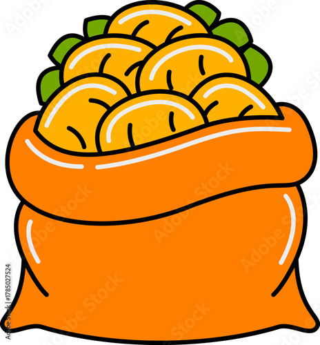 harvest potatoes in sacks illustration