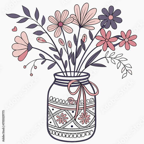 a pencil holder with geometric patterns and pencils inside neatly organized