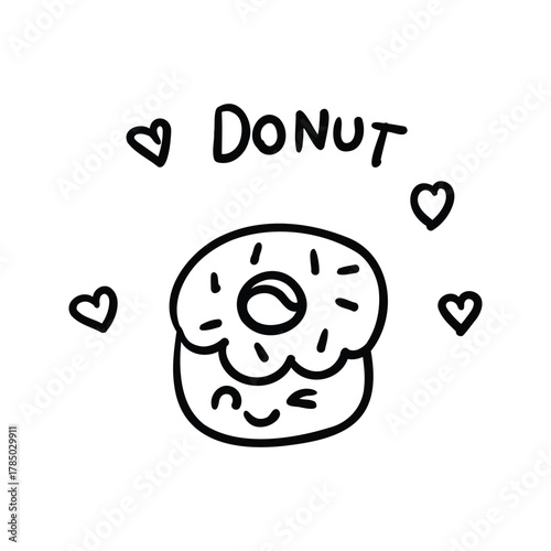 Hand drawn donut outline element icon