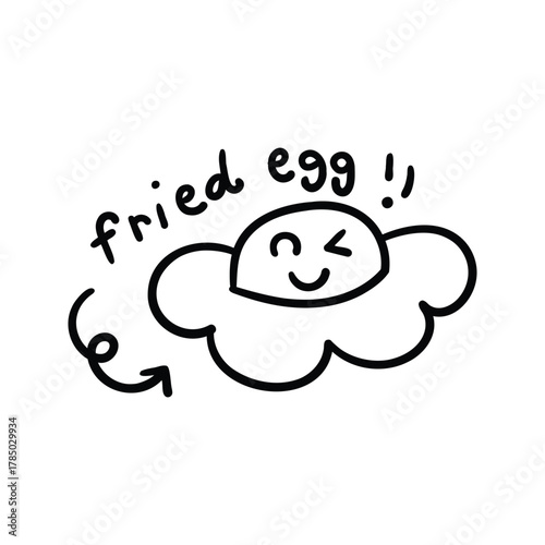 Hand drawn fried egg outline element icon