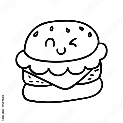Hand drawn hamburger outline element icon