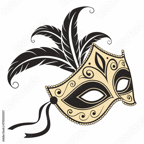 Elegant masquerade mask with feathers