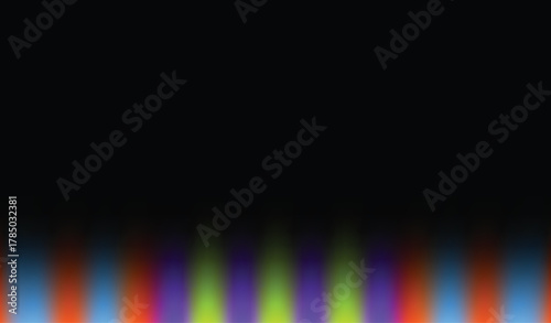 Abstract dark gradient background with vertical colorful light bars, vibrant digital art texture for modern design, futuristic backdrop for technology, creative wallpaper, or visual graphic template 