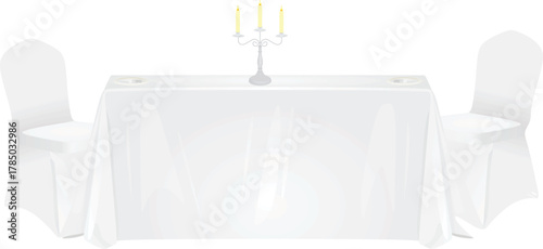 Satin dining table. vector illustration