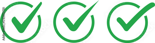 check mark icons tick symbols in green circle . Represents confirmation, approval, success, or completed tasks or status. for web, checklists, and task completion projects