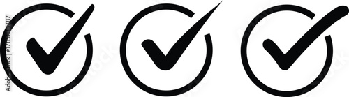 check mark icons tick symbols in green circle . Represents confirmation, approval, success, or completed tasks or status. for web, checklists, and task completion projects