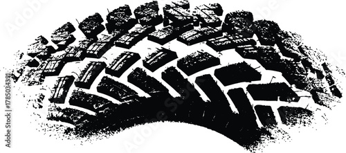 Black tire tracks isolated on white background. Black tire tracks on white, grunge texture, dirt splashes, vector background,