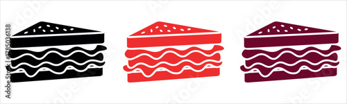 Delicious Sandwich Icon Vector on Trendy Design. Minimalist graphic element symbolizing Food, Lunch, Snack, Takeaway, Quick Meal, and Cuisine. Perfect for restaurants, food delivery apps, cafes.