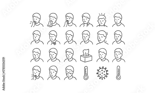 Collection of hand drawn portraits and objects in black and white sketch style