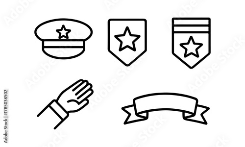 Military insignia and salute icons collection