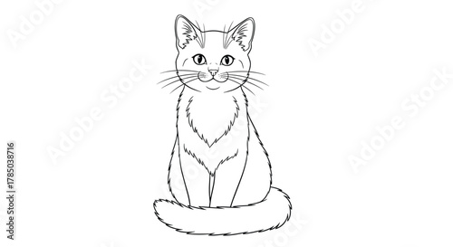 A fluffy long-haired cat sits gracefully with a charming expression and pointed ears.