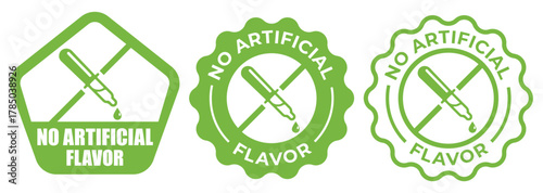 No Artificial Flavor Labels – Organic Natural Product Badge Icons