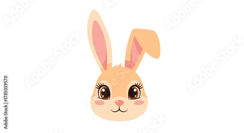 A cute illustration of a fluffy orange bunny with big expressive eyes and long ears.