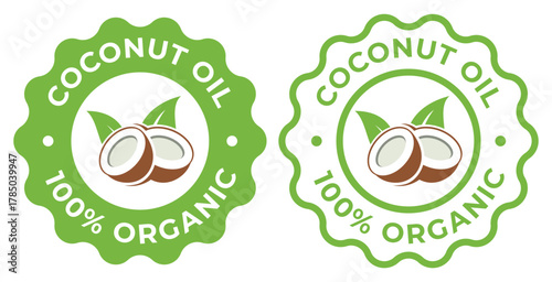 Coconut Oil 100% Organic Labels – Natural Badge Icons for Packaging