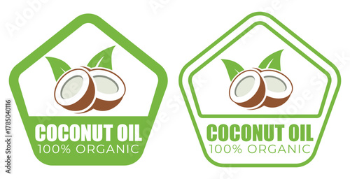 Coconut Oil 100% Organic Labels – Natural Badge Icons for Packaging