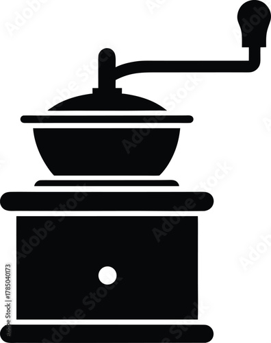 Coffee Grinder Hand Crank Silhouette Vector Art Illustration
