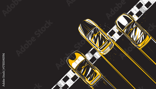 Top view background design for motorsport racing car, sports competition concept.
