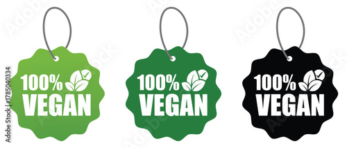 100% Vegan Label Icons – Plant-Based Eco Product Badges