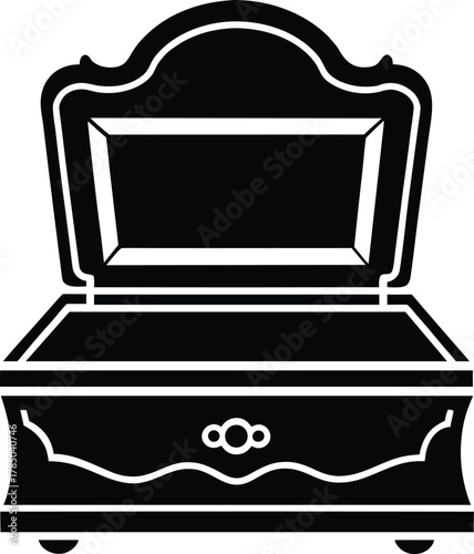 Jewelry box antique silhouette vector art illustration