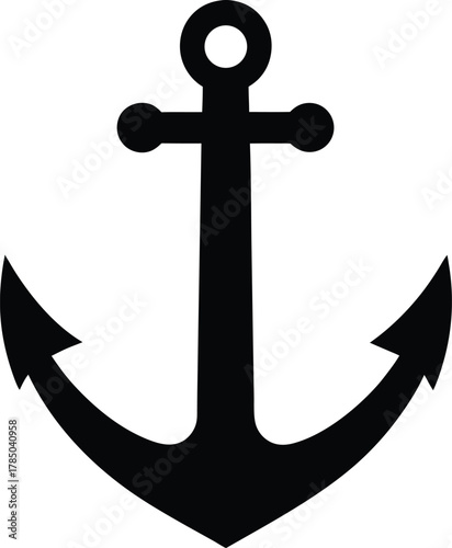 Old anchor silhouette vector art illustration