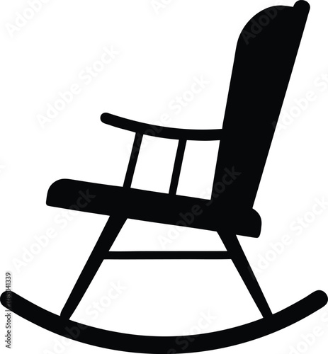 Rocking chair silhouette vector art illustration