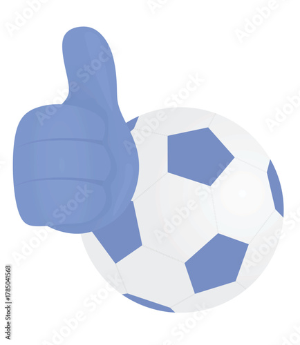 Ball with thumb up. vector	