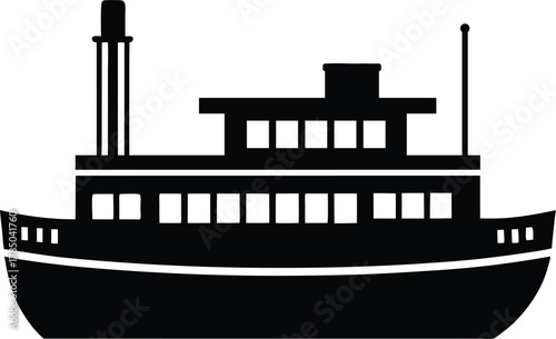 Steam boat model silhouette vector art illustration