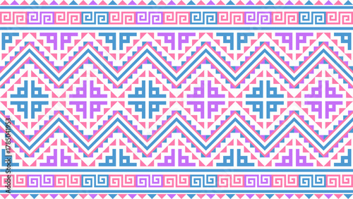 Ethnic seamless pattern in pink, blue, green, pastel colors for clothing, fabric prints, backgrounds.