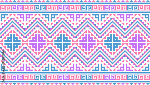 Ethnic seamless pattern in pink, blue, green, pastel colors for clothing, fabric prints, backgrounds.