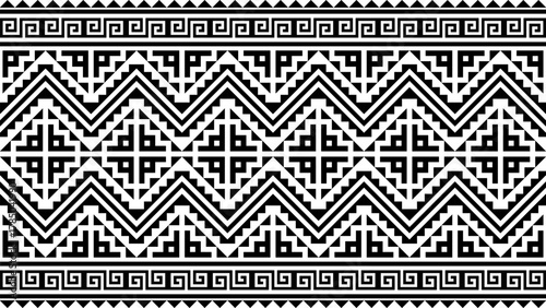 Ethnic seamless pattern in black and white for clothing, textile prints and backgrounds, wallpaper.