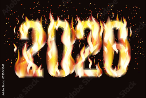 Flame 2026 new year vip card, vector illustration