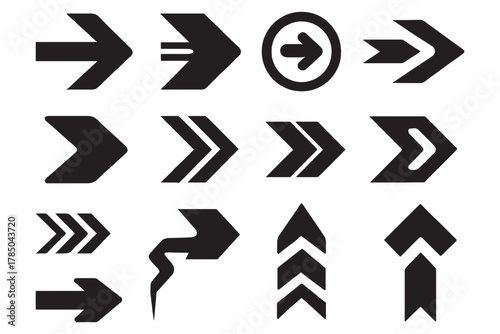 Diverse arrow set for wayfinding and design projects, navigate with a stylish direction icon collection for modern presentations and user interfaces